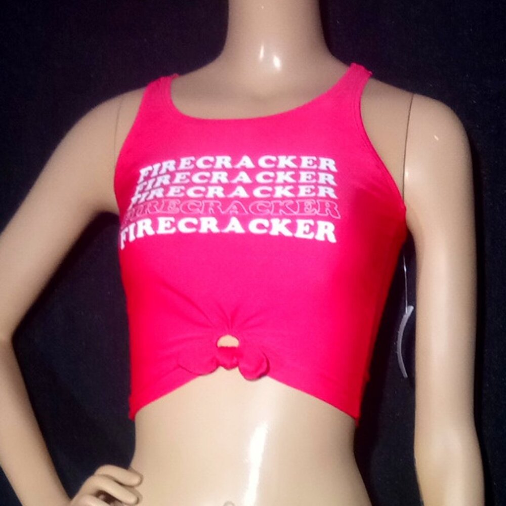 American, "Firecracker" Graphic Red crop Top.